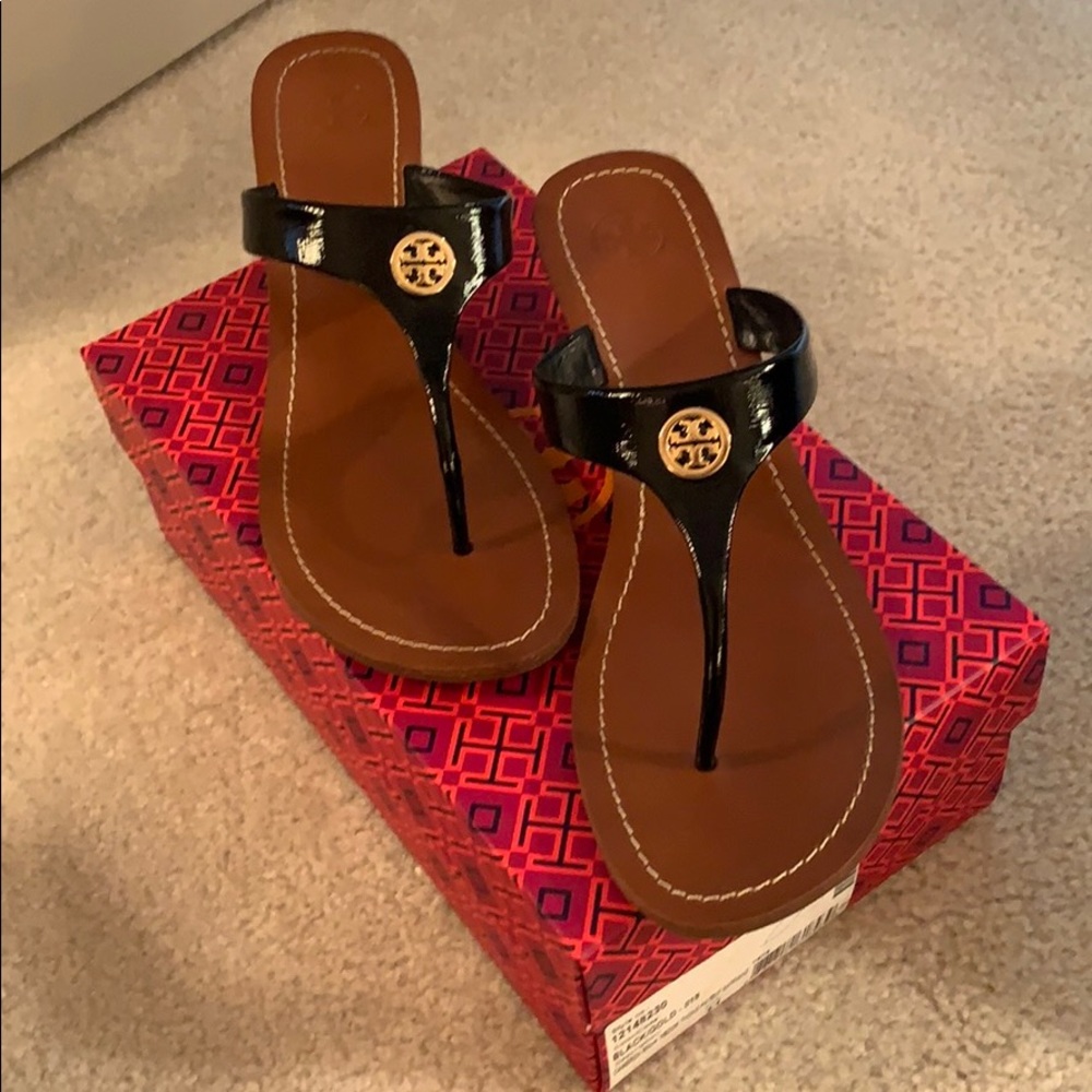 Tory Burch Black/Gold Cameron 50mm Wedge Sandal